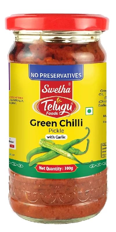 300 G Swetha Telugu Foods Green Chilli Pickle ShopIndianProductsa
