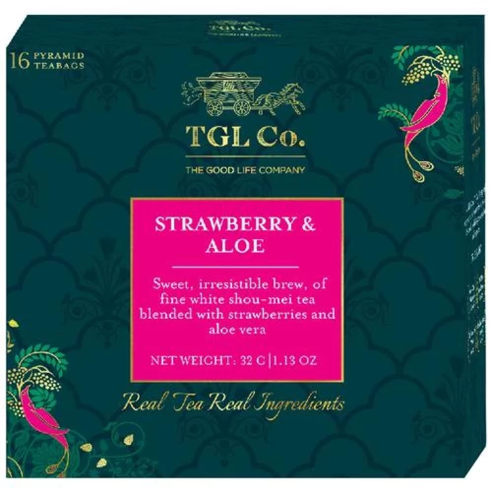 32 G 16 Bags X 2 G Each Tgl Co Strawberry Aloe White Tea Bags Make Brew Iced Tea Or Hot Tea ShopIndianProductsa