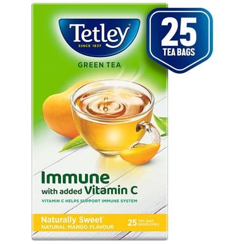 375 G 25 Bags X 15 G Each Tetley Green Tea Immune With Added Vitamin C Natural Mango ShopIndianProductsa