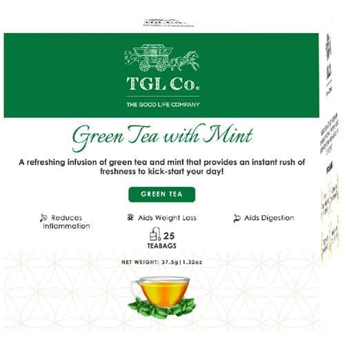375 G 25 Bags X 15 G Each Tgl Co Mint Green Tea Bags ShopIndianProductsa