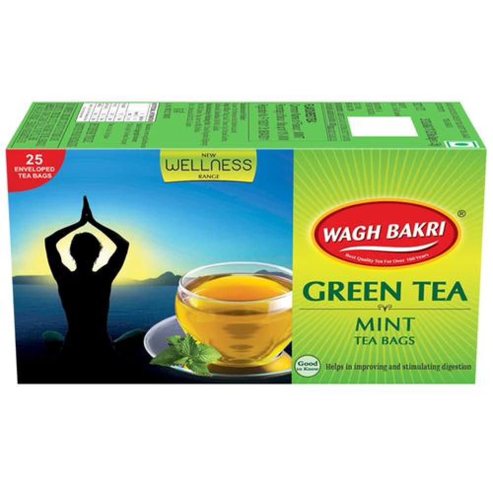 375 G 25 Bags X 15 G Each Wagh Bakri Green Tea Mint ShopIndianProductsa