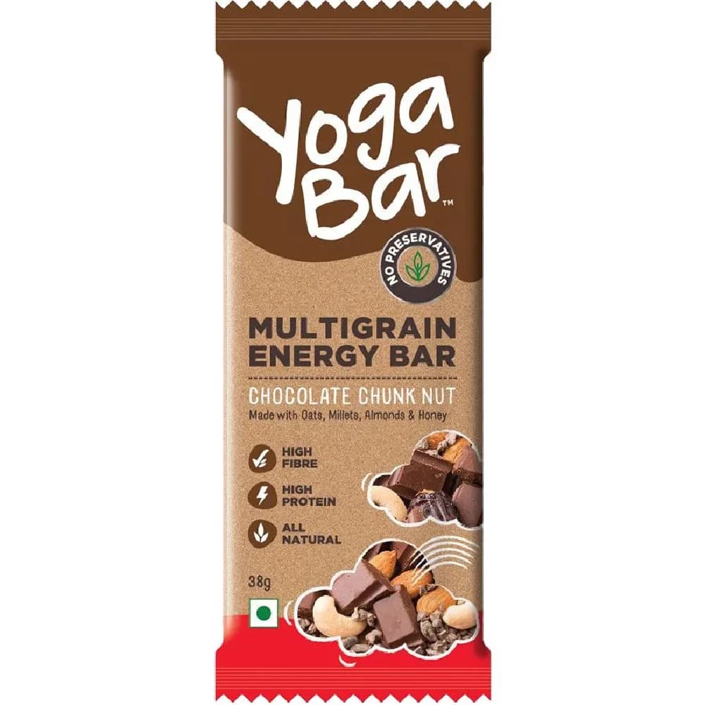 38 G Yoga Bar Multigrain Energy Bar Chocolate Chunk Nut Healthy High In Protein Fibre ShopIndianProductsa