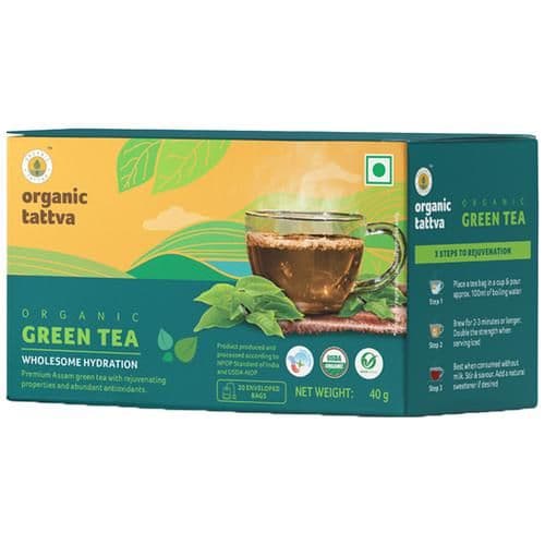 40 G 20 Bags X 2 G Each Organic Tattva Green Tea ShopIndianProductsa