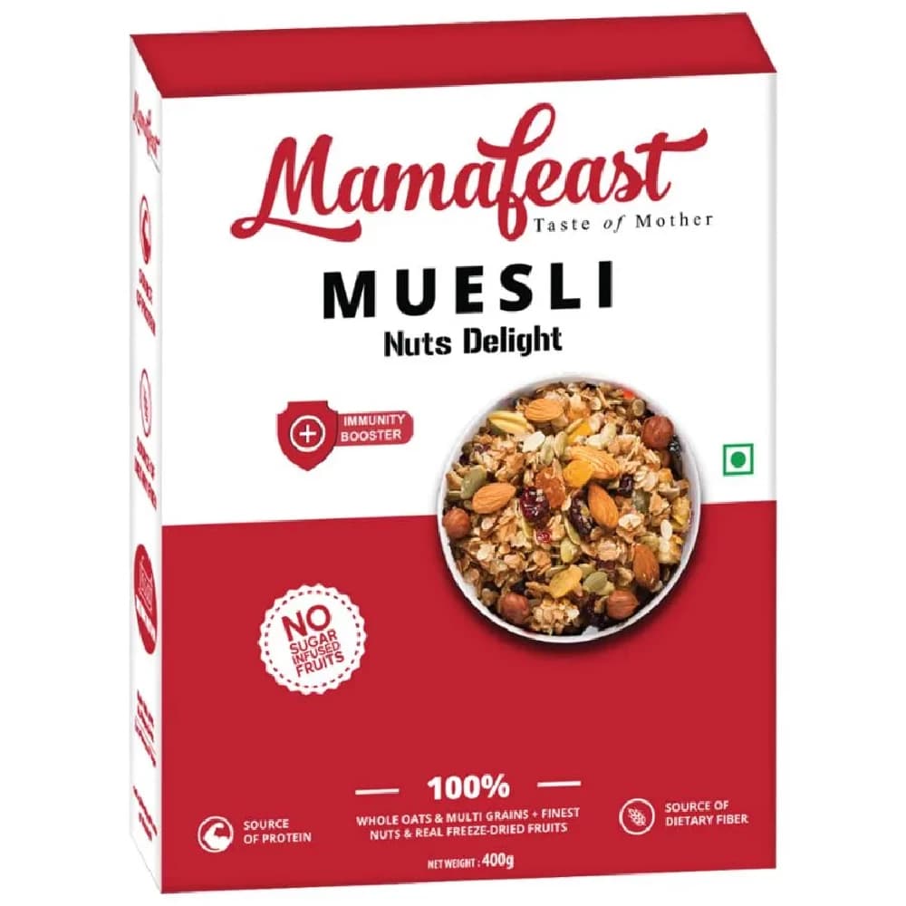 400 G Box Mamafeast Muesli Nuts Delight Whole Oats Multigrains No Sugar Infused Fruits ShopIndianProductsa