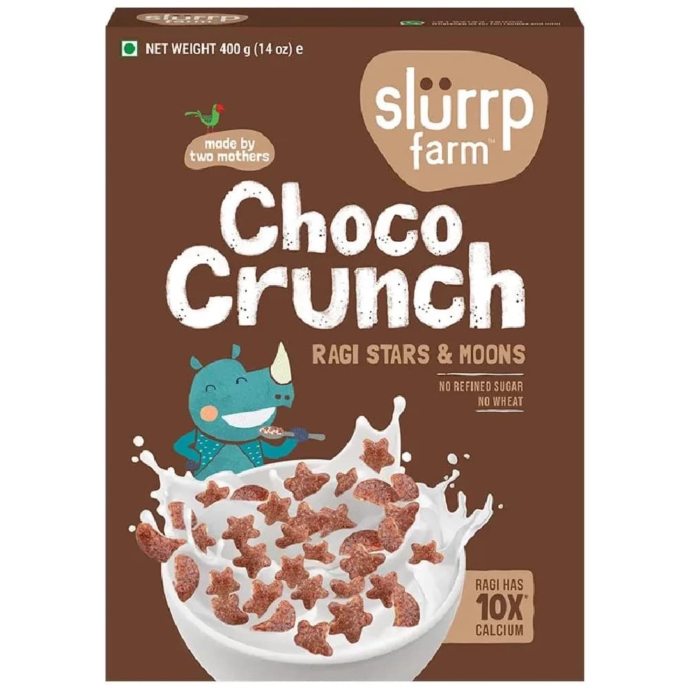400 G Box Slurrp Farm Choco Crunch Breakfast Cereal Ragi Stars Moons Healthy Millet No Maida Sugar ShopIndianProductsa