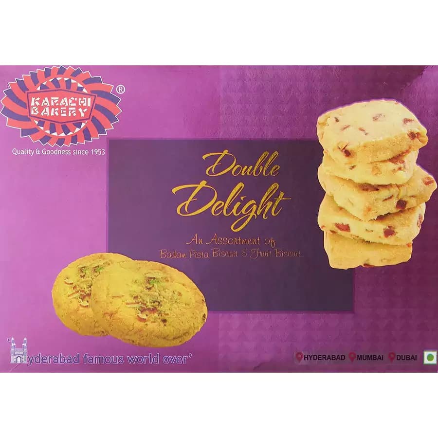 400 G Karachi Bakery Double Delight Fruit Biscuit With Badam And Pista ShopIndianProductsa