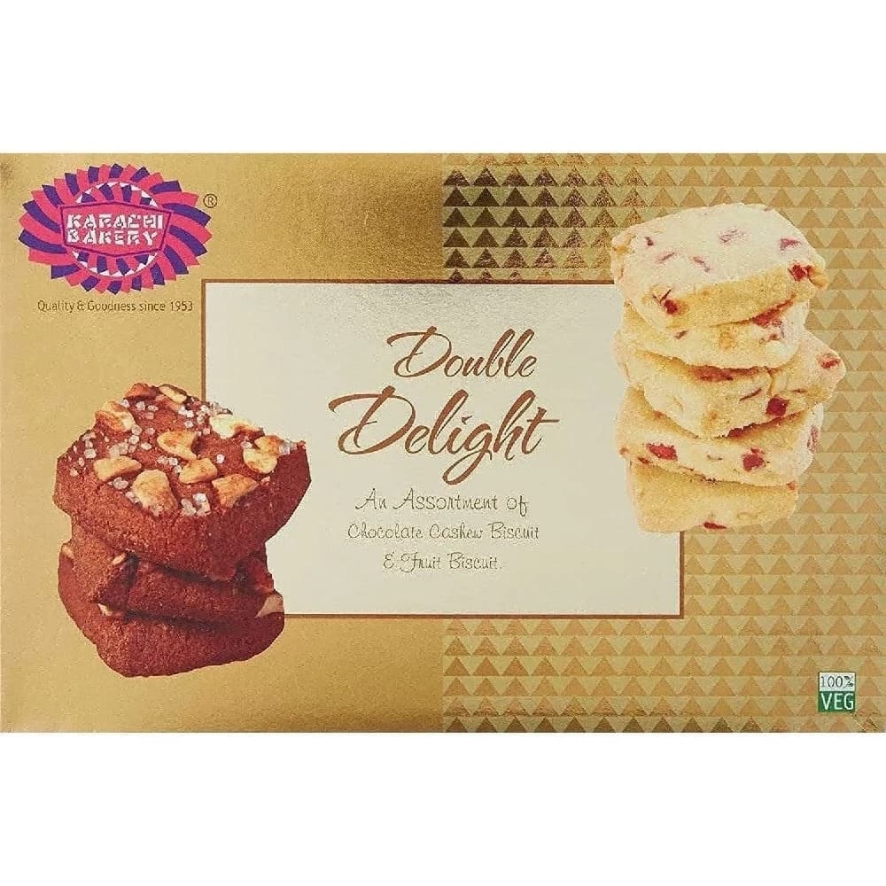 400 G Karachi Bakery Double Delight Fruit Biscuit With Chocolate And Cashew ShopIndianProductsa