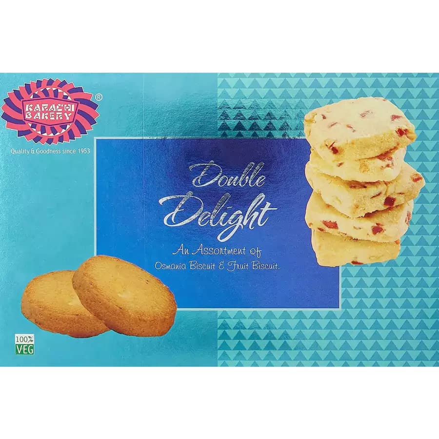 400 G Karachi Bakery Double Delight Fruit Biscuit With Osmania ShopIndianProductsa