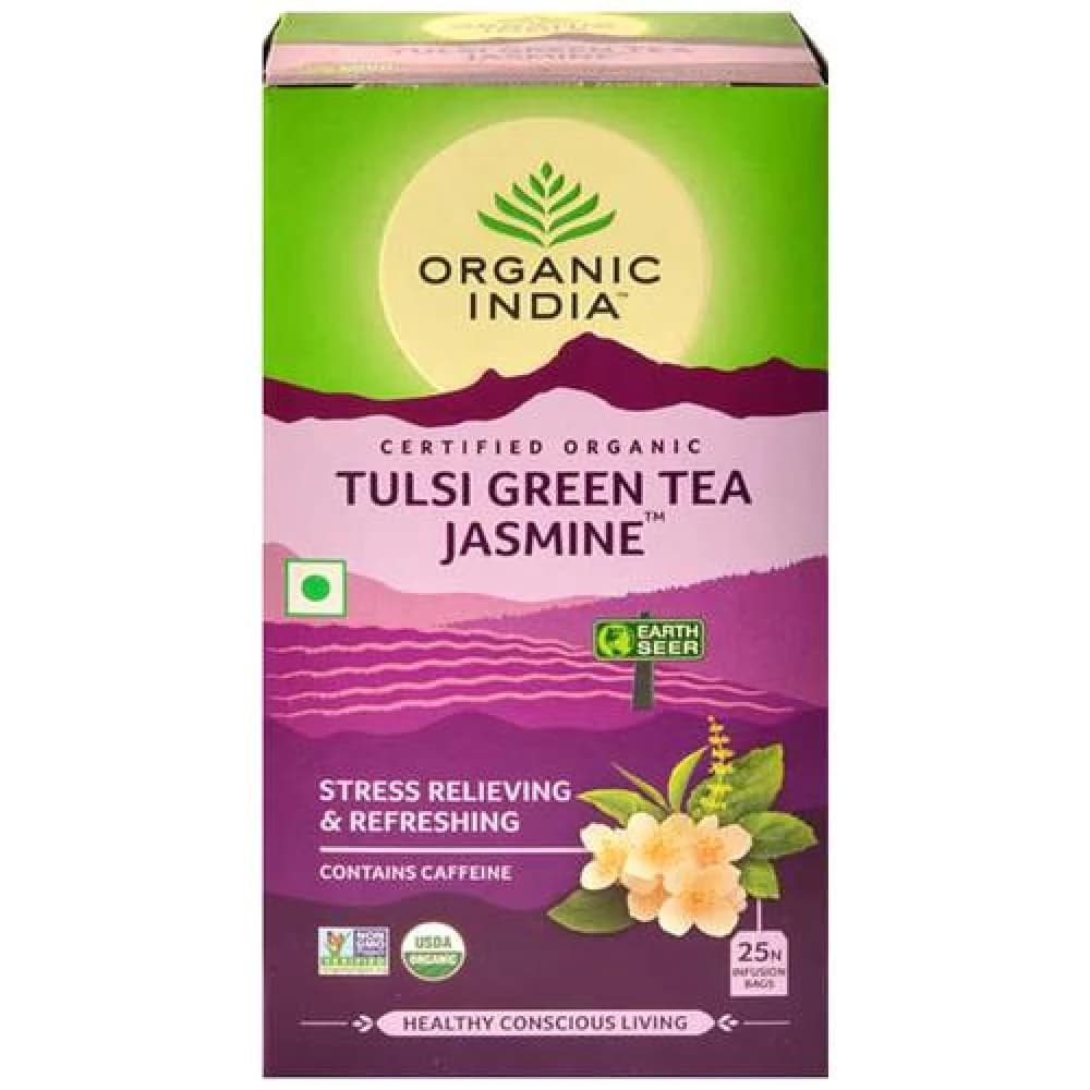 45 G 25 Bags X 18 G Each Organic India Organic Tulsi Green Tea Jasmine ShopIndianProductsa