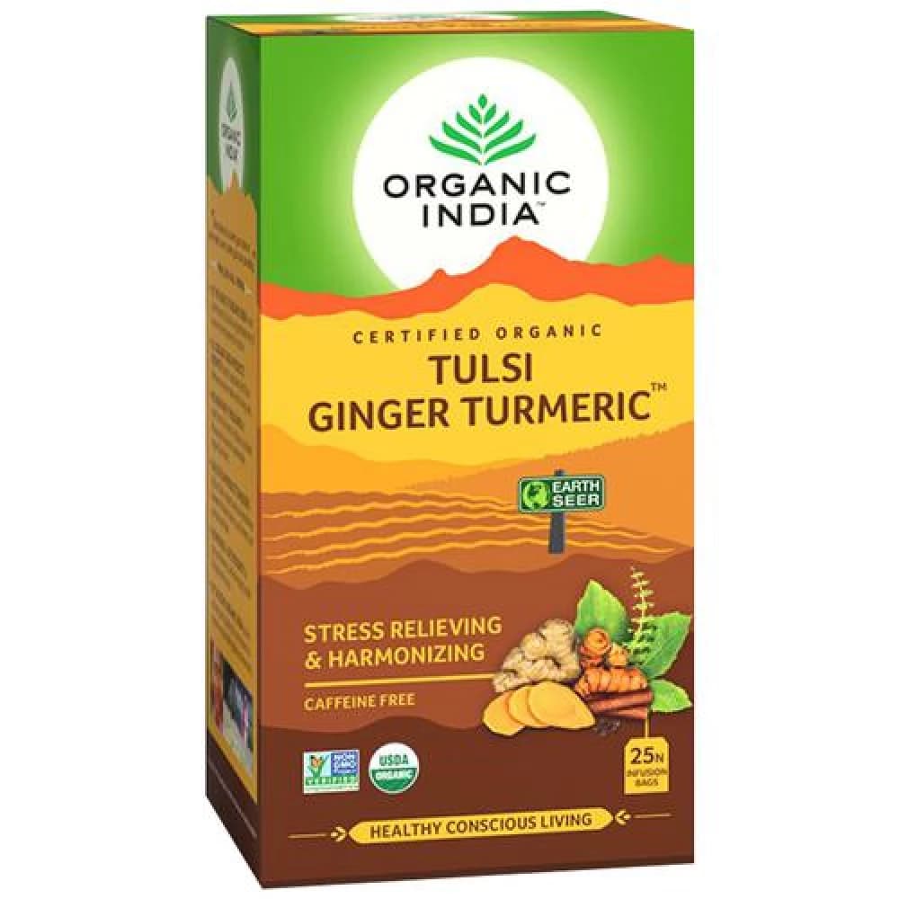 475 G 25 Teabags X 19G Each Organic India Tulsi Ginger Turmeric Tea Stress Relieving Harmonizing ShopIndianProductsa