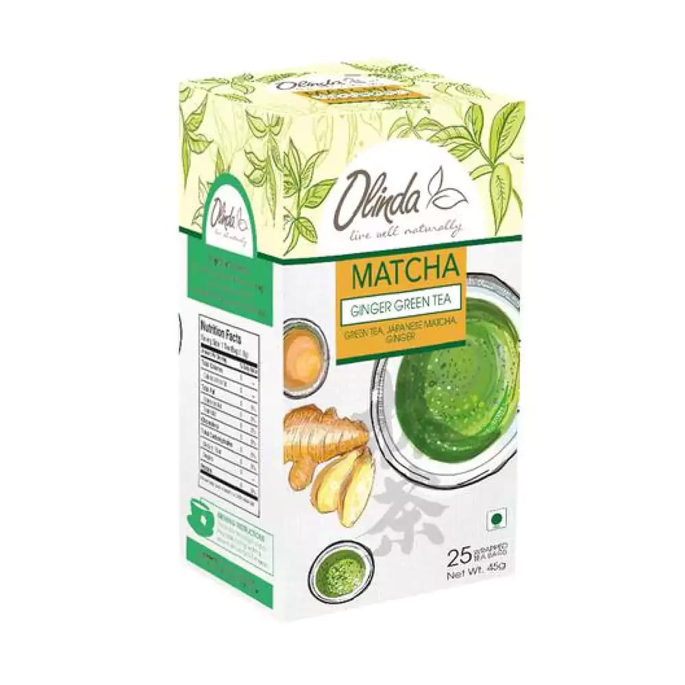 50 G 25 Bags X 2 G Each Olinda Matcha Ginger Green Tea ShopIndianProductsa