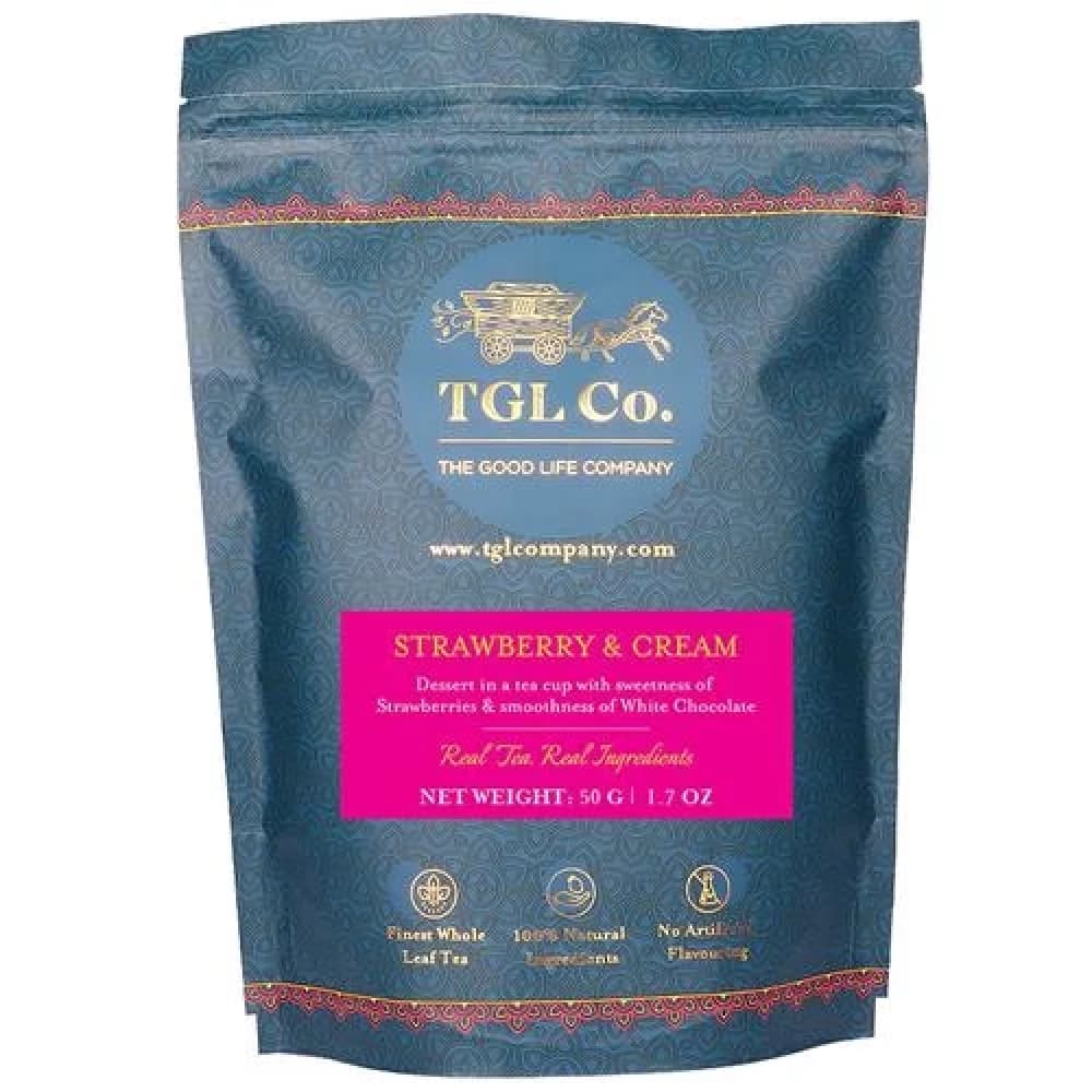 50 G Pouch Tgl Co Strawberries And Cream Black Tea Make Brew Iced Tea Or Hot Tea ShopIndianProductsa