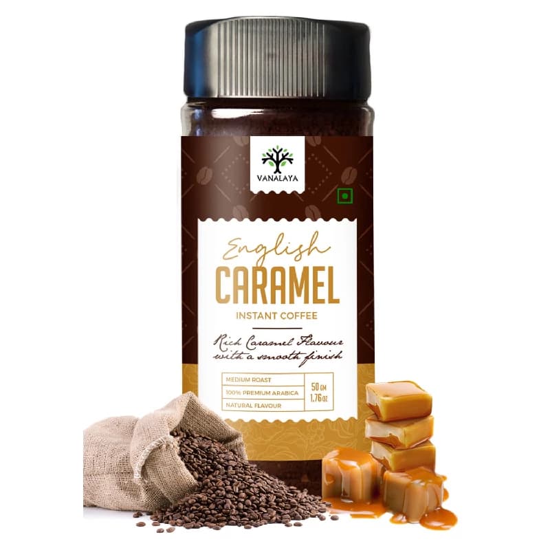 50 G Vanalaya English Caramel Instant Coffee ShopIndianProductsa