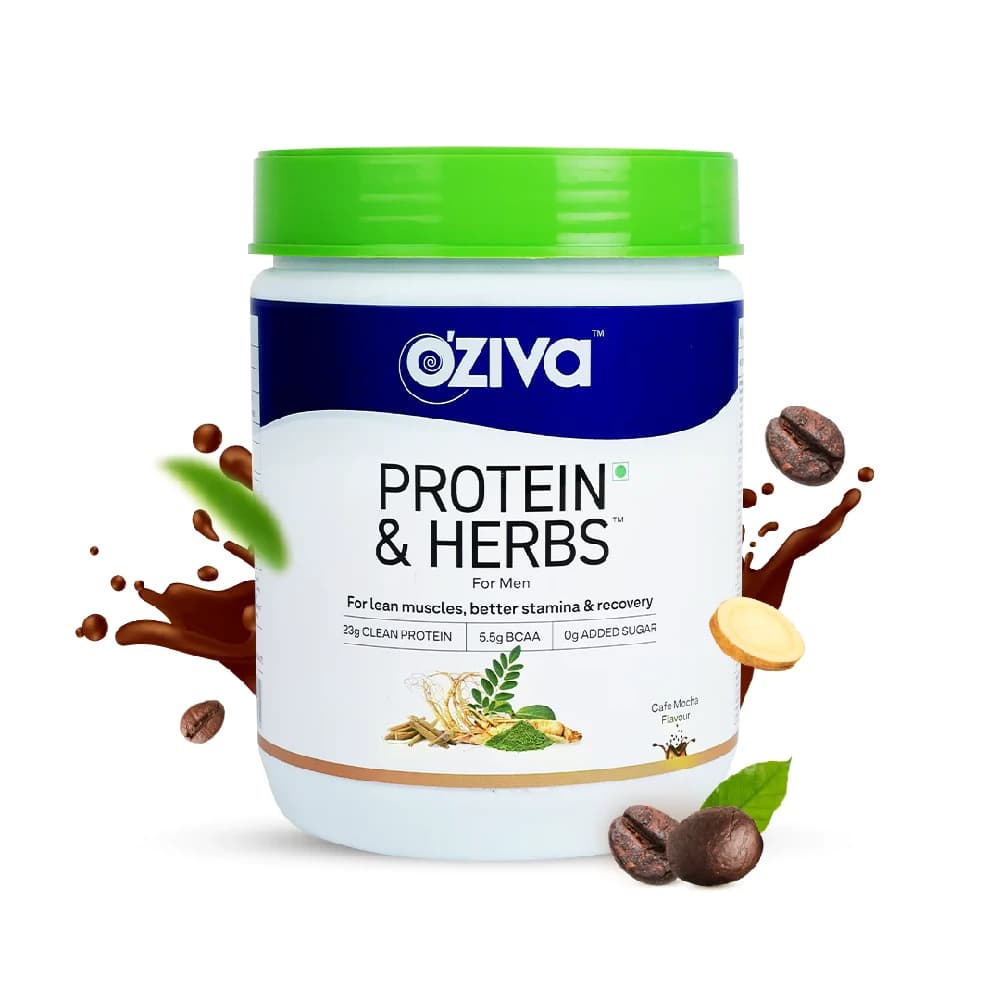 500 G Oziva Protein Herbs Men 23G Whey Protein Cafe Mocha ShopIndianProductsa