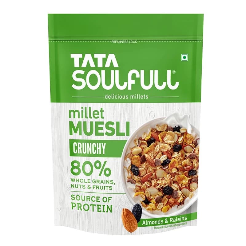 500 G Tata Soulfull Crunchy Whole Grains Nuts Fruits Millet Muesli ShopIndianProductsa