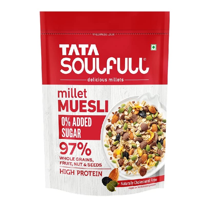 500 G Tata Soulfull Whole Grains Fruit Nut Seeds Millet Muesli ShopIndianProductsa