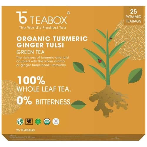 54 G 252 Free Bags X 2 G Each Teabox Turmeric Ginger Tulsi Green Tea Organic ShopIndianProductsa
