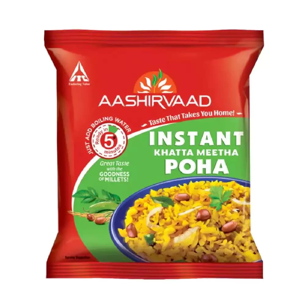 60 G Pouch Aashirvaad Instant Khatta Meetha Poha Ready To Eat Wholesome Breakfast Fibre Rich ShopIndianProductsa