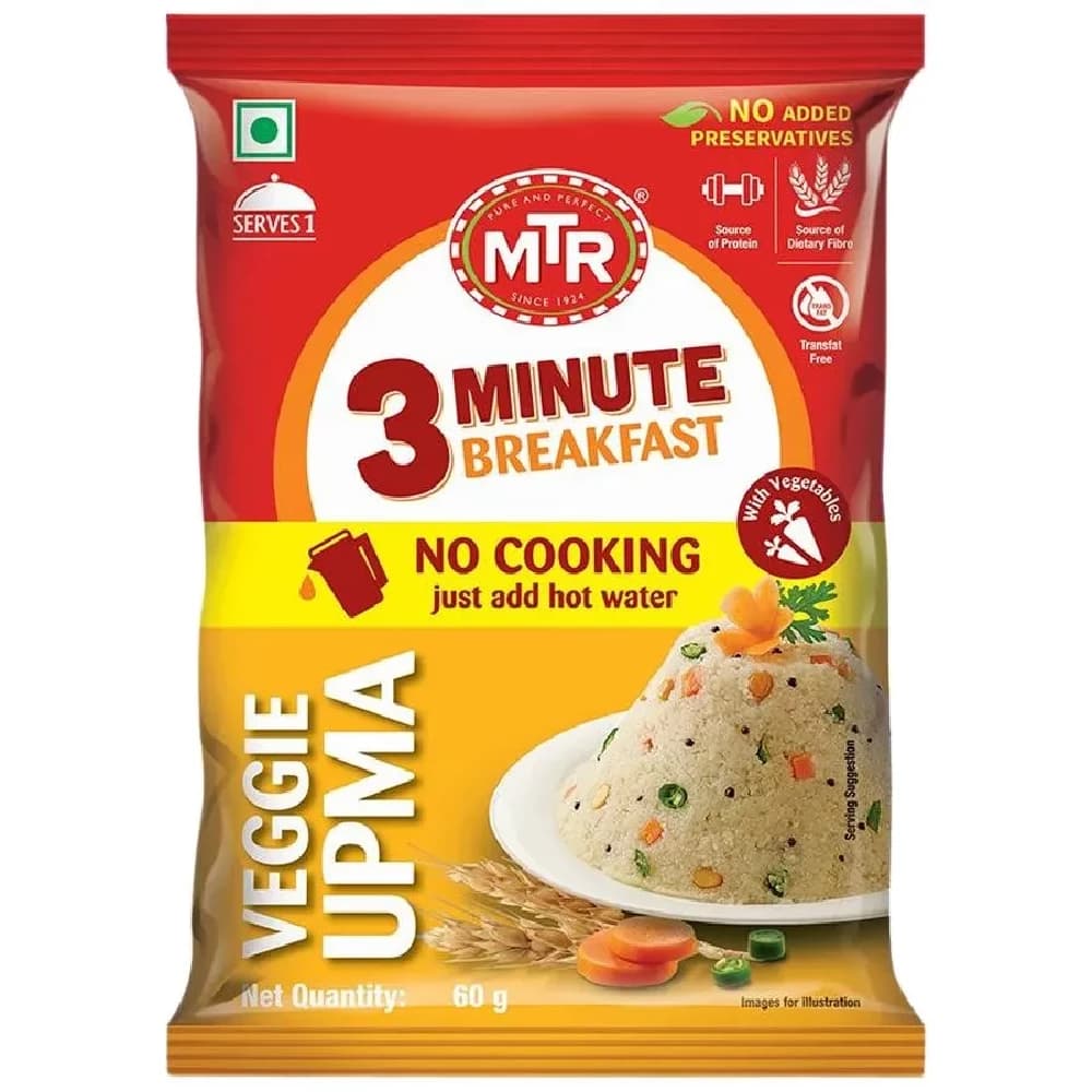 60 G Pouch Mtr 3 Minute Breakfast Vegetable Upma ShopIndianProductsa