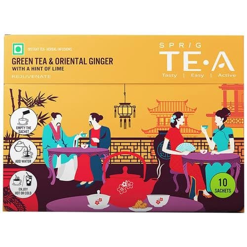 7 G 10 Sachets X 07 G Each Sprig Tea Green Tea Oriental Ginger ShopIndianProductsa
