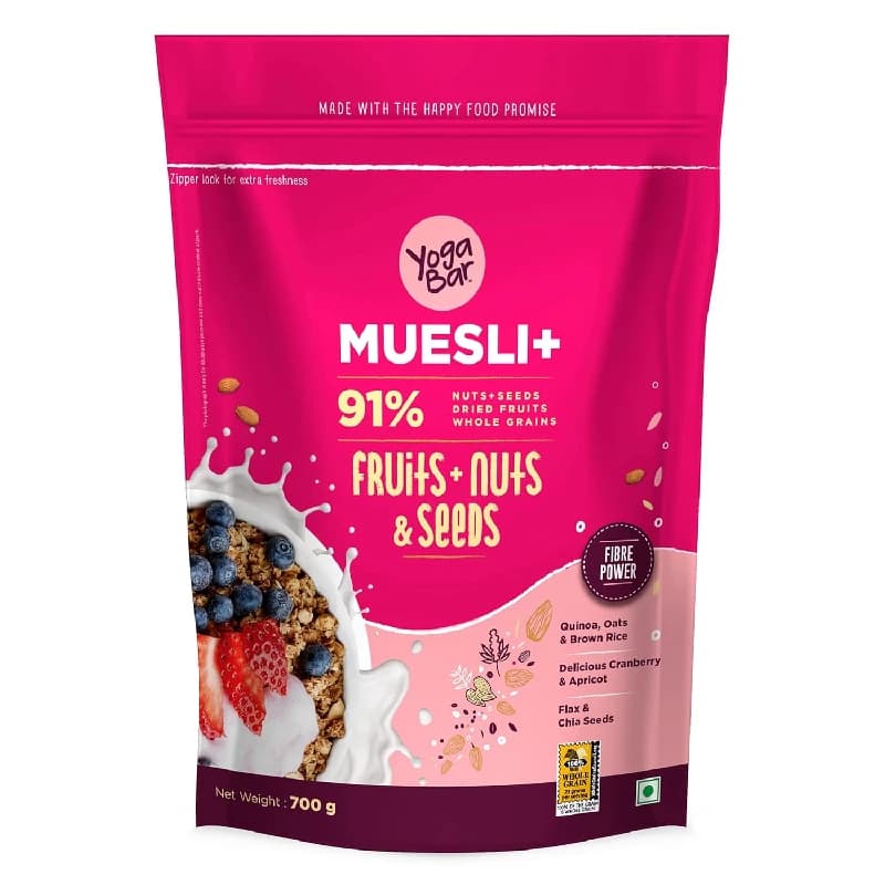 700 G Yogabar Wholegrain Breakfast Muesli Fruits Nuts Seeds With Flax And Chia Seeds ShopIndianProductsa