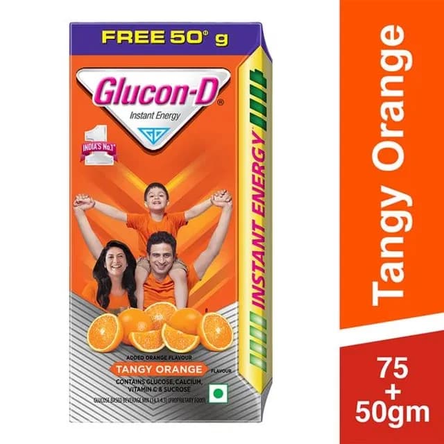75 G Get 50 G Free Glucon D Instant Energy Health Drink Tangy Orange ShopIndianProductsa