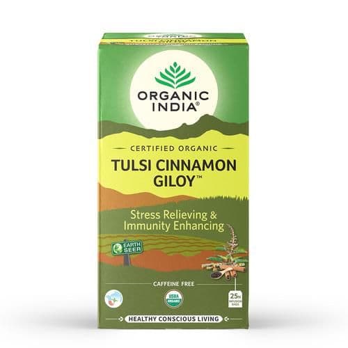 80 G 25 Teabags X 32G Each Organic India Tulsi Cinnamon Giloy Tea Stress Relieving Immunity Enhancing ShopIndianProductsa