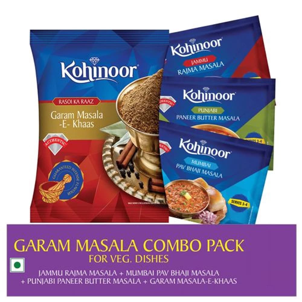 85 G Combo Kohinoor Masala Combo Rajma 15 Gm Pav Bhaji 15 Gm Paneer 15 Gm Garam Masala 40 Gm ShopIndianProductsa