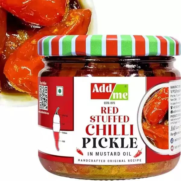Add Me Red Stuffed Chilli Pickle In Mustard Oil ,300g-Main image