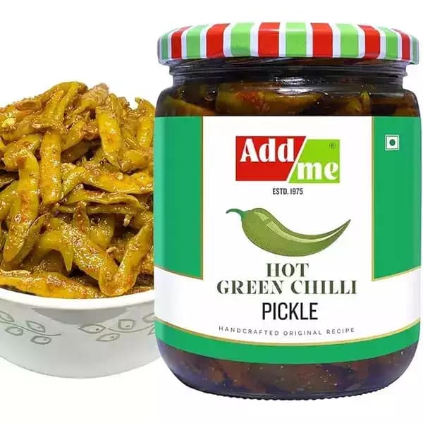 Add Me Spicy Hot Green Chilli Pickle, Authentic Hari Mirch ka Achar,500g-Main image