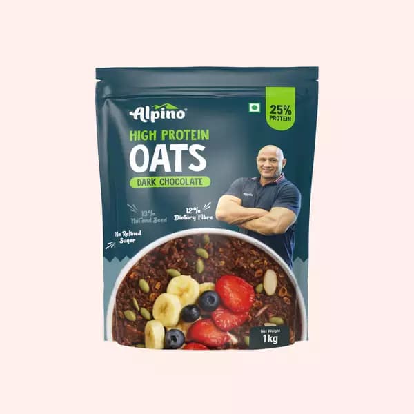 Alpino High Protein Super Rolled Oats Dark Chocolate,1kg-Main image