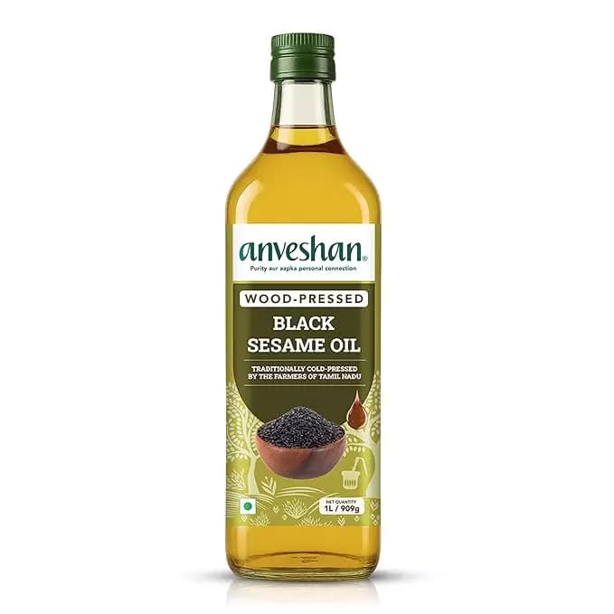 Anveshan Wood-Pressed Black Sesame Oil,1L Plastic bottle-Main image
