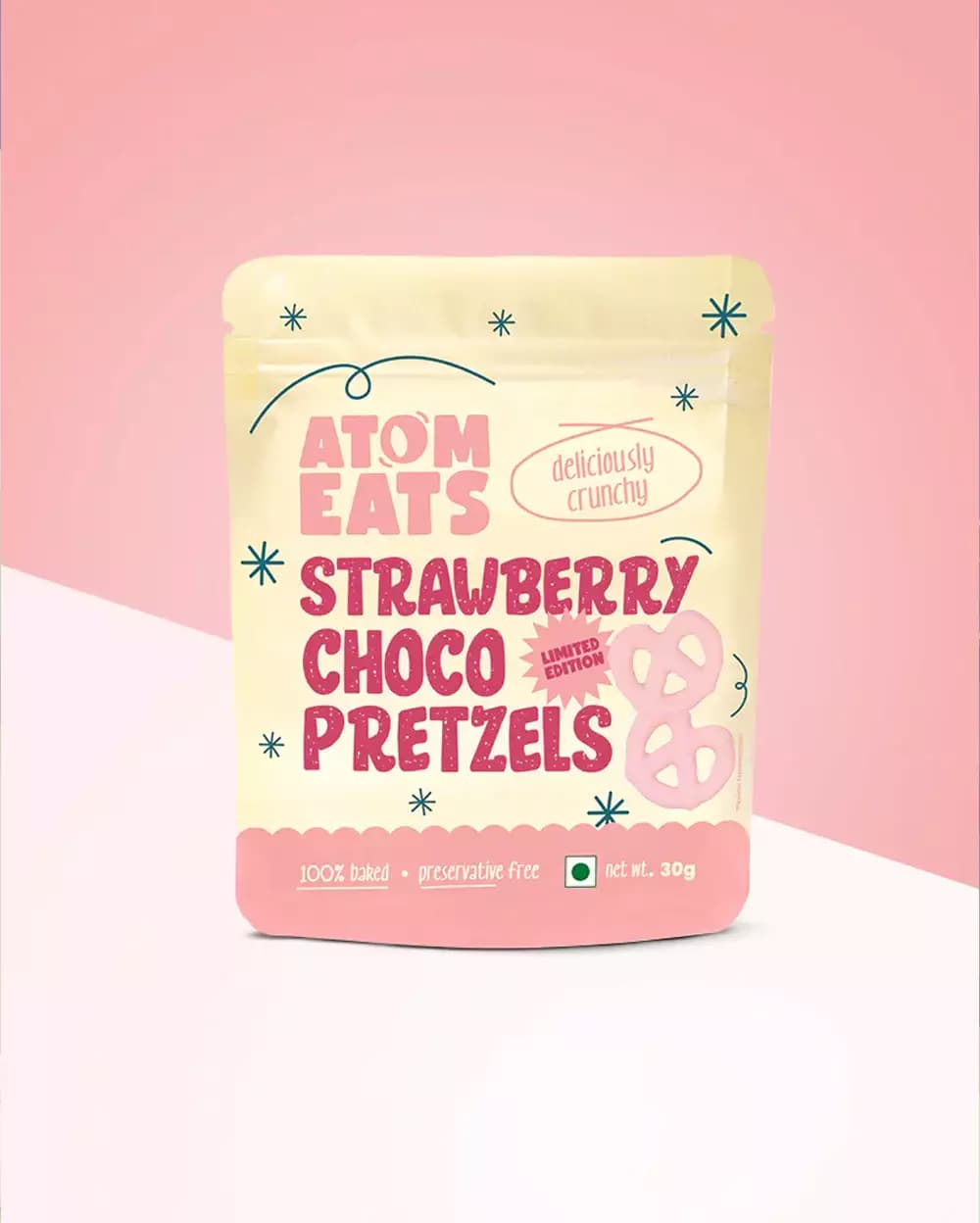 Atom Eats Strawberry Chocolate Pretzels,30g-Main image