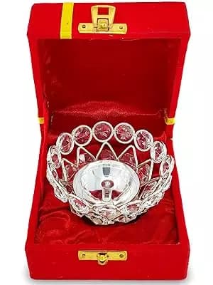 Bengalen Crystal Diya with Red Velvet Gift Box,100g-Main image