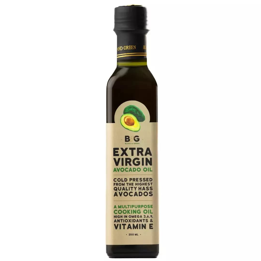 Black and Green Extra Virgin Cold Press Multipurpose Avocado Cooking Oil, 250ml-Main image