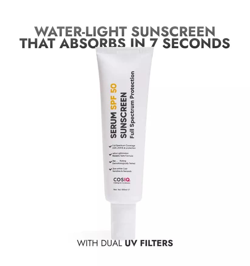 COSIQ India’s Only Hybrid, Serum-Based Sunscreen- SPF 50,100ml-Main image