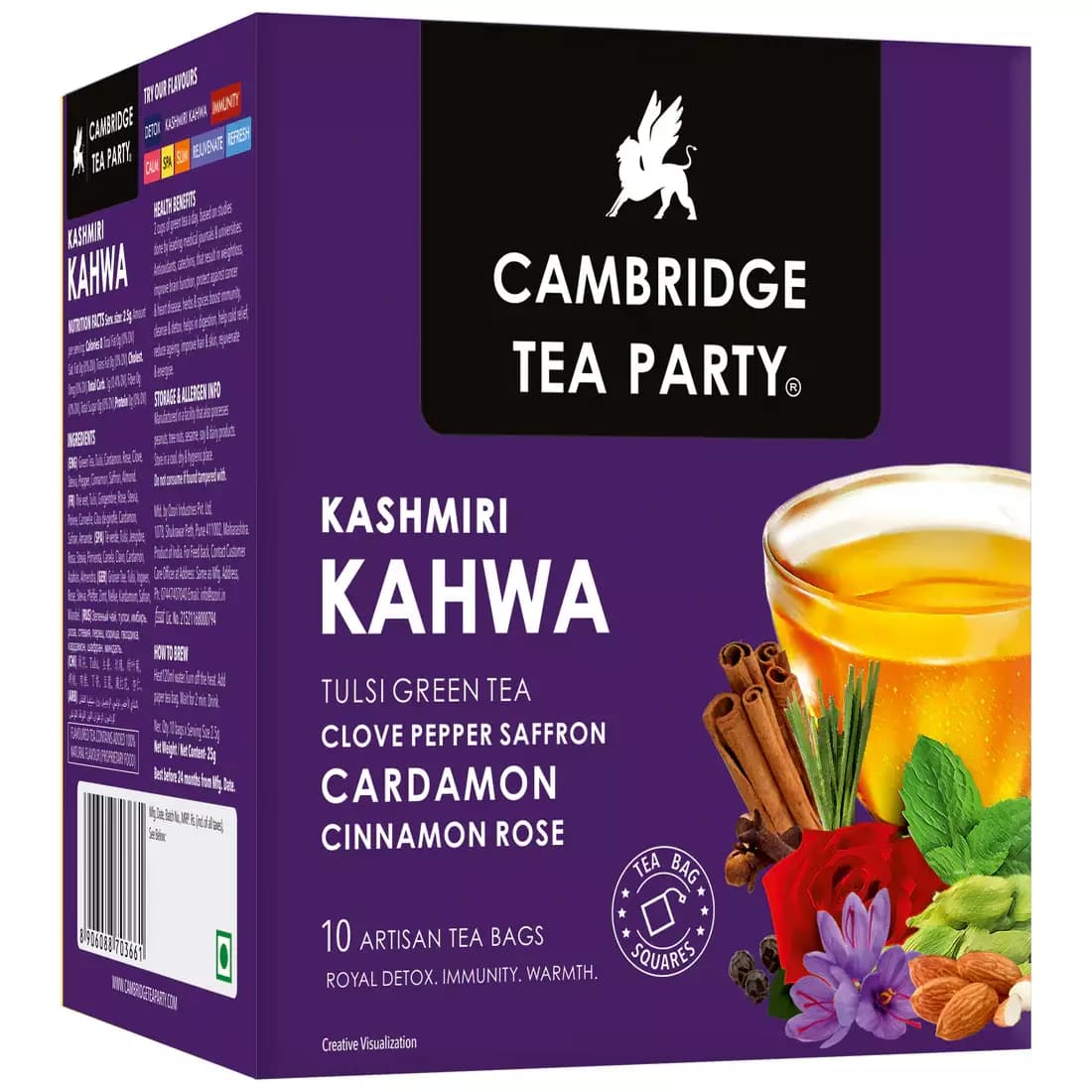 Colombian Brew Cambridge Tea Party Kashmiri Kahwa 10 Tea Bags, 10Sachets-Main image