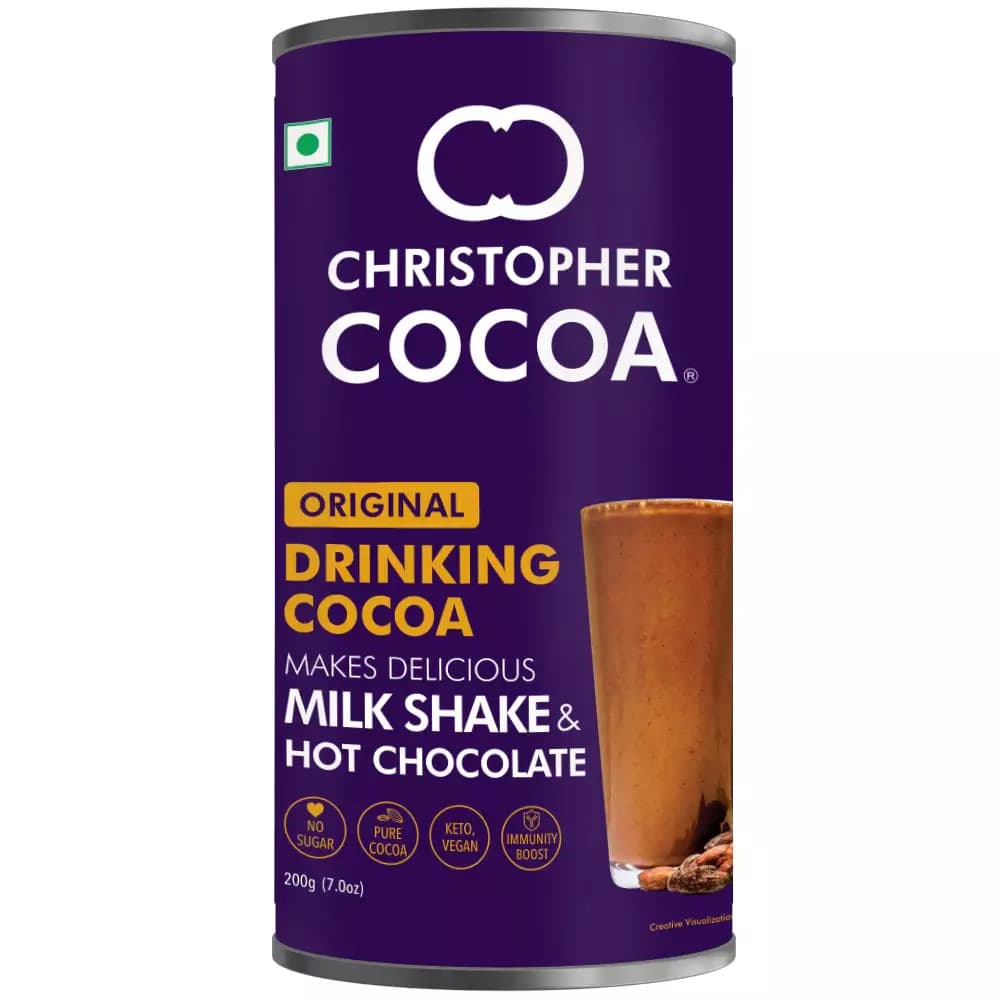 Colombian Brew Christopher Cocoa, Drinking Chocolate Cocoa Powder, Dark No Sugar, 200g-Main image