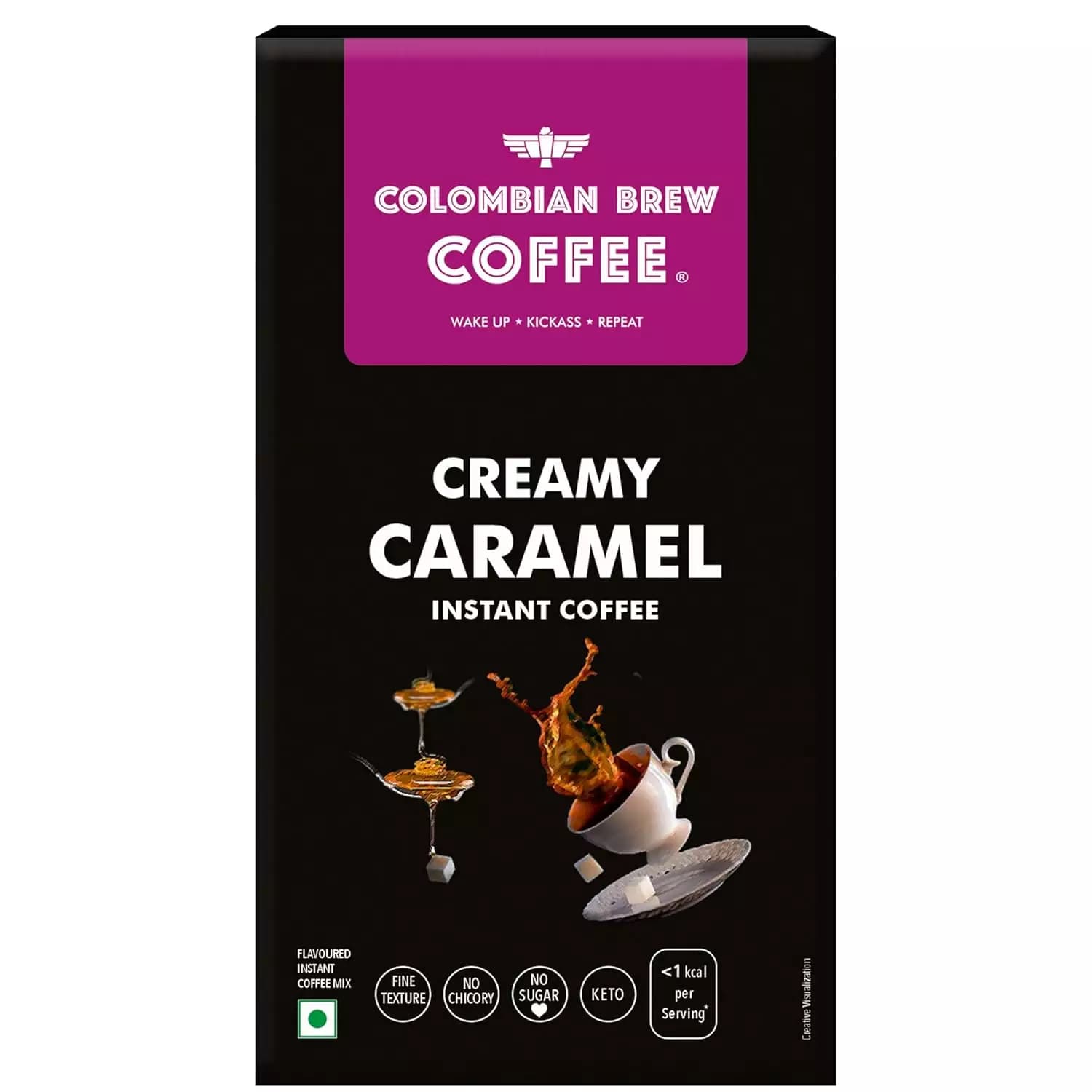 Colombian Brew Creamy Caramel Instant Coffee Powder, No Sugar Vegan, 40g-Main image