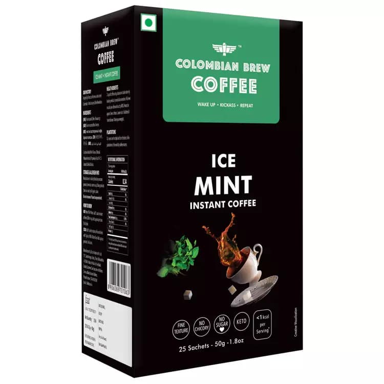 Colombian Brew Ice Mint Instant Coffee Powder, No Sugar Vegan, 50g-Main image