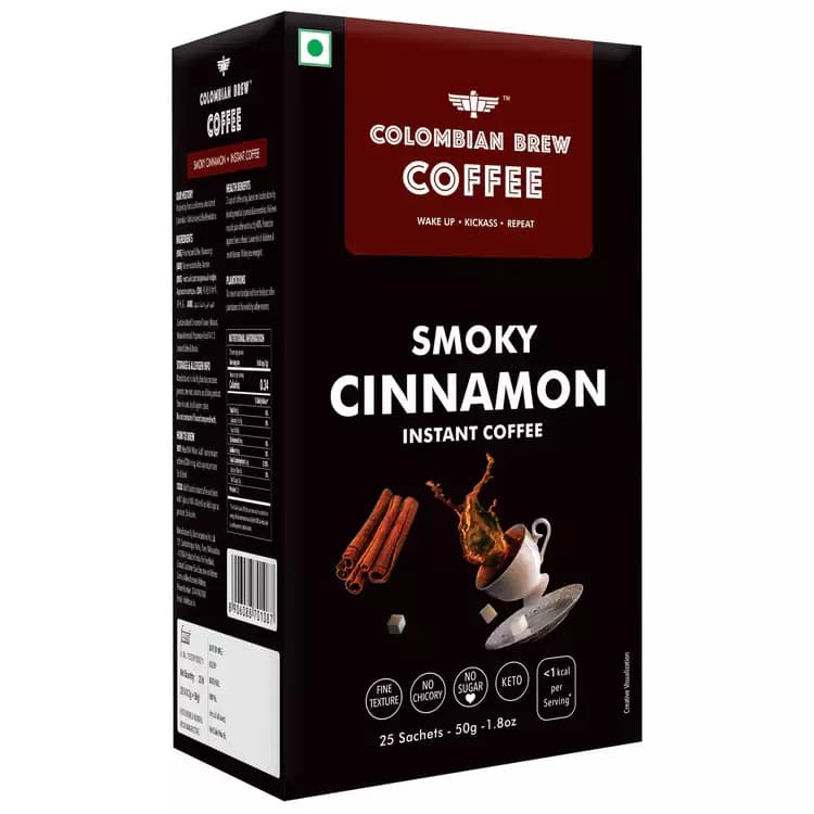 Colombian Brew Smoky Cinnamon Instant Coffee Powder, No Sugar Vegan, 50g-Main image