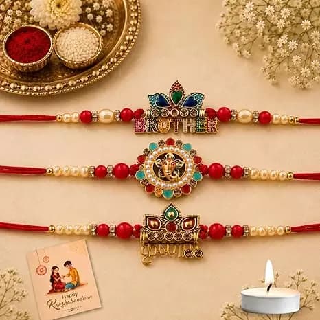 Dryphon Premium Brother Ganesh Krishna Rakhi,100g-Main image