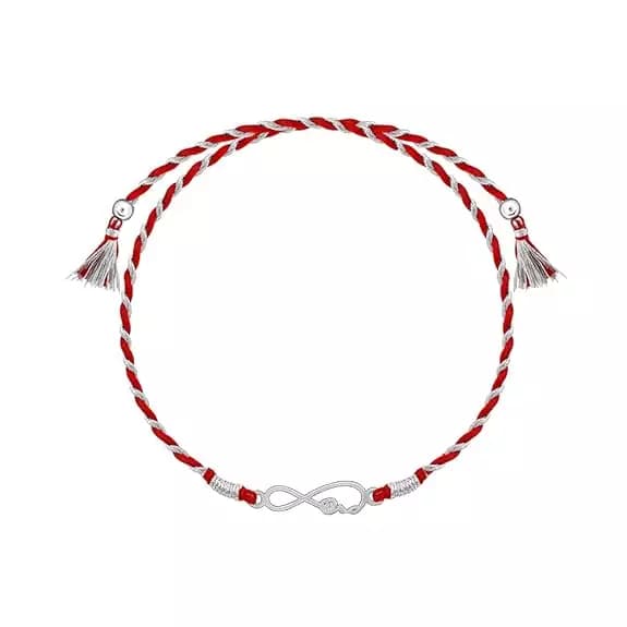 Giva Silver Infinity Rakhi With Roli Chawal, Cotton Thread,1.2g-Main image