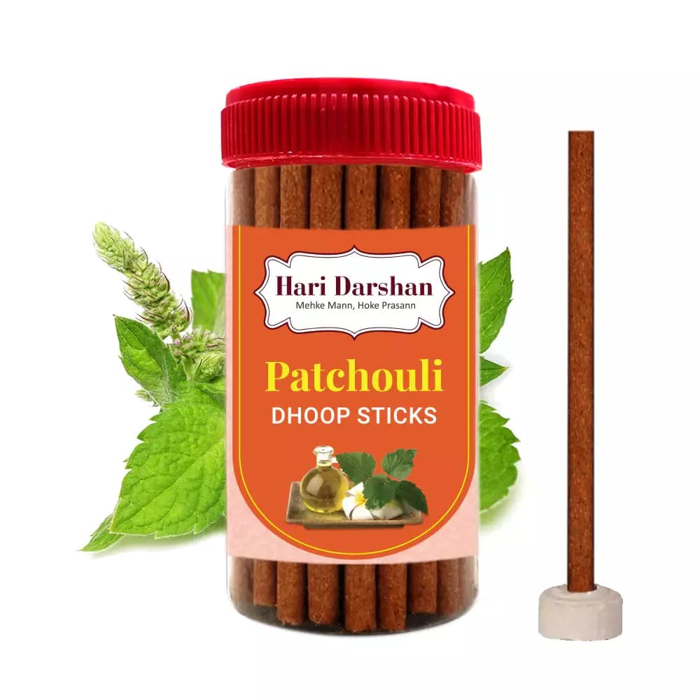 Hari Darshan Patchouli Bamboo Less Dhoop Sticks,125g-Main image