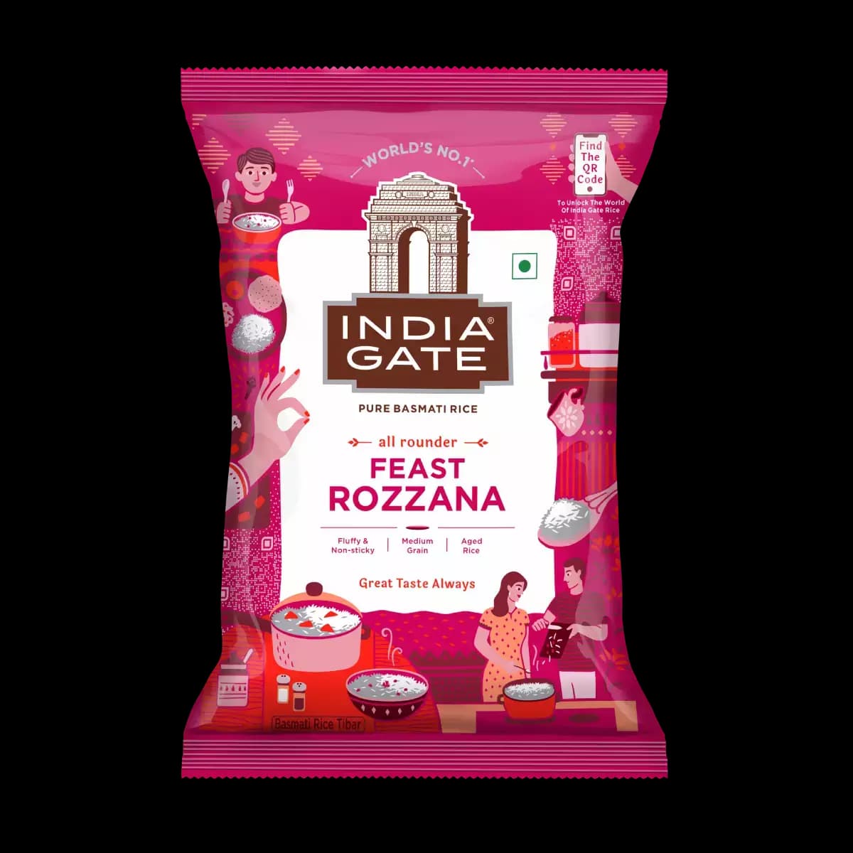 India Gate Basmati Rice FEAST ROZZANA, 1Kg-Main image