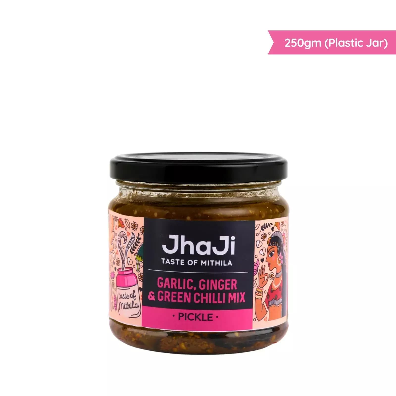 JhaJi Garlic, Ginger, Chilli Mix Pickle, 250g Plastic Jar-Main Image