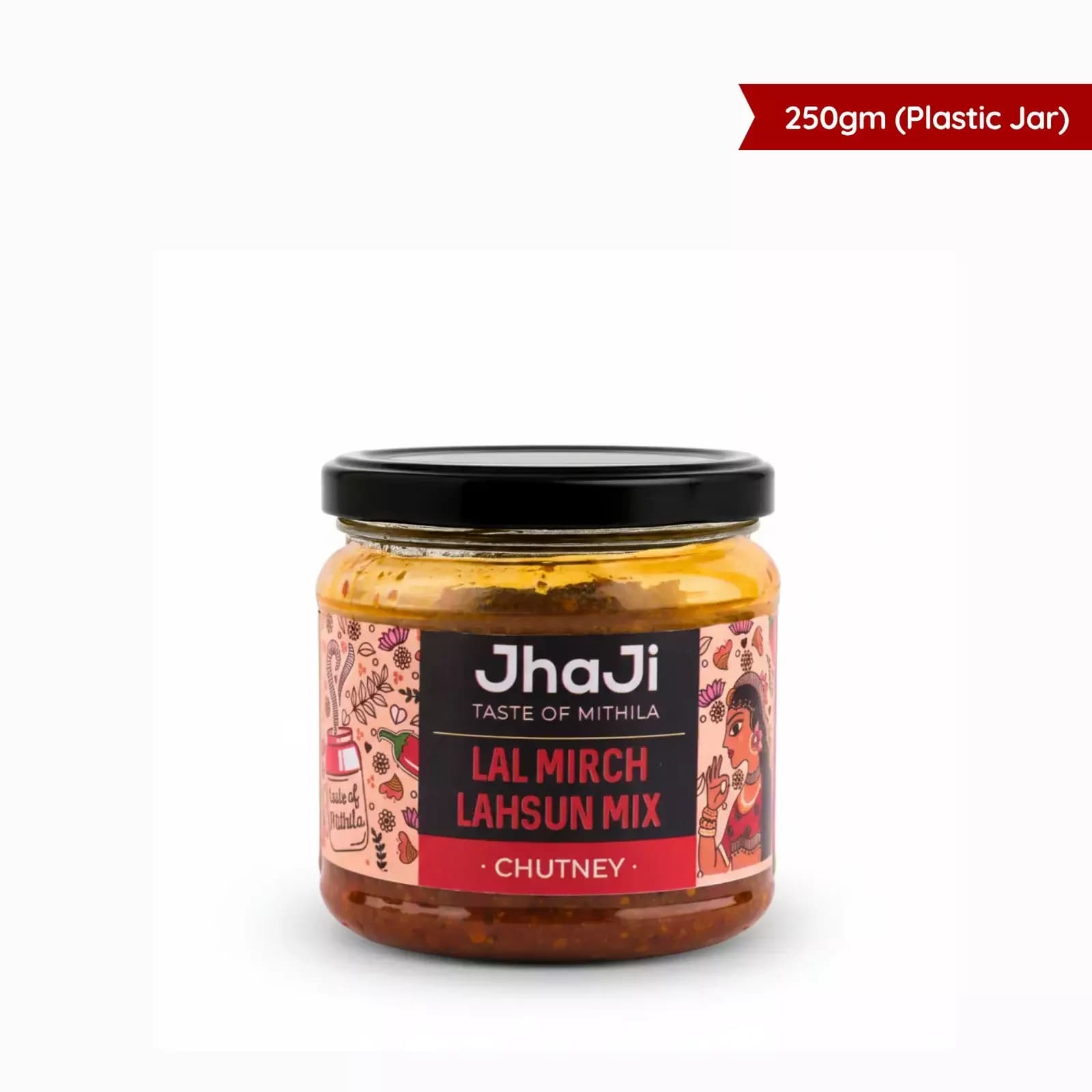 JhaJi Lal Mirch Lahsun Chutney, 250g Plastic Jar-Main Image