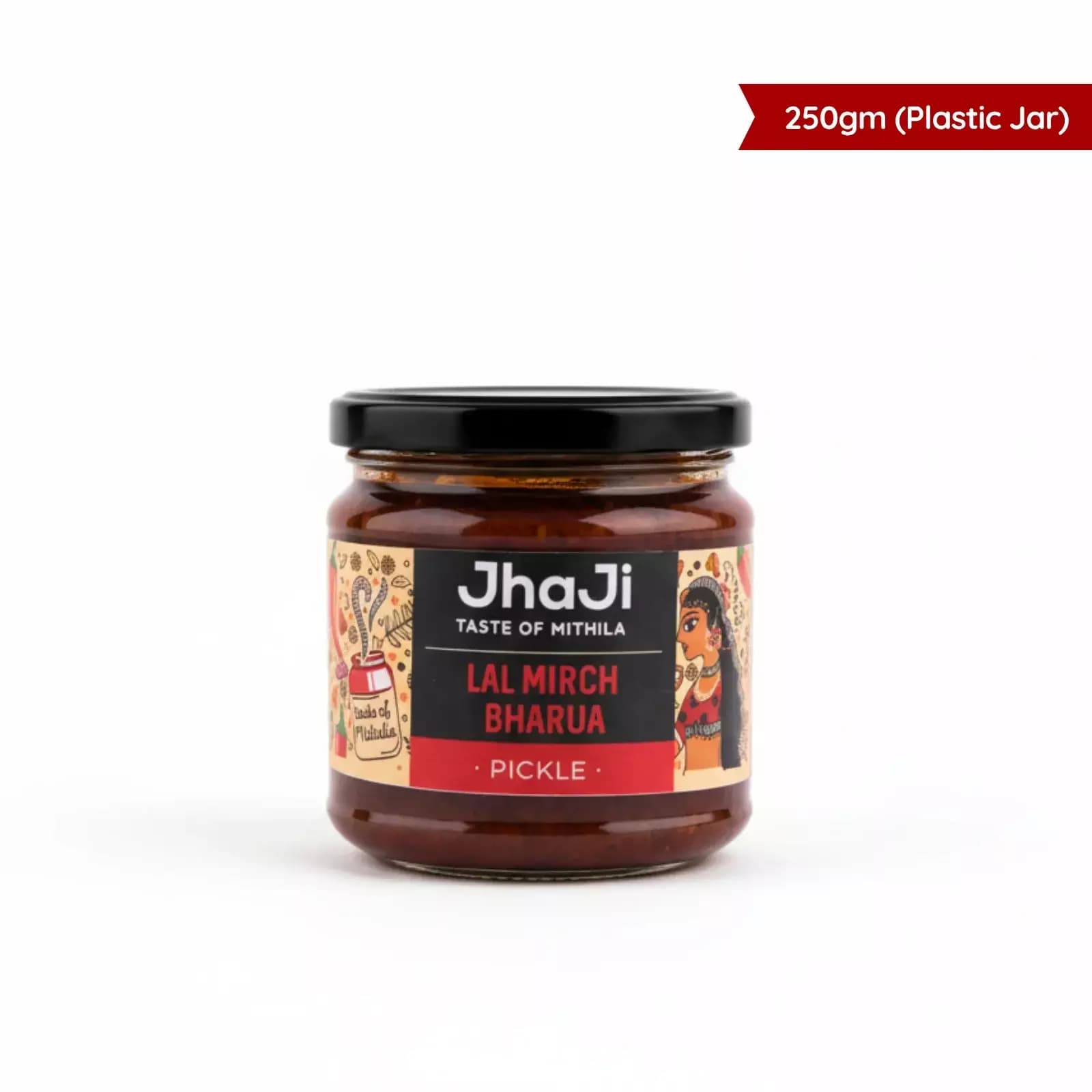JhaJi Lal Mirch ka Bharua Achar, 250g Plastic Jar-Main Image