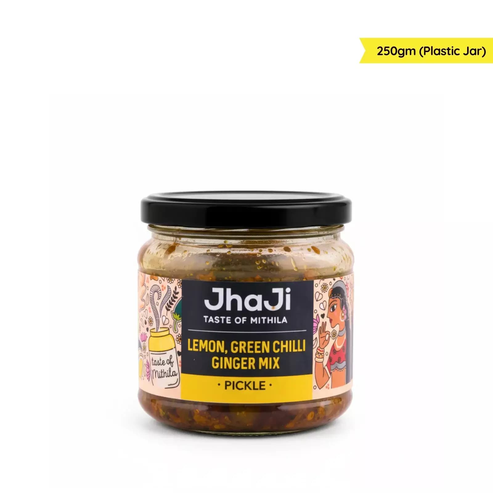 JhaJi Lemon, Ginger, Chilli Mix Pickle, 250g Plastic Jar-Main Image