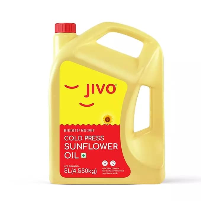 Jivo Cold Pressed Unrefined Sunflower Oil, 5L-Main image